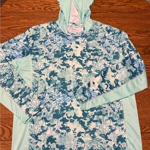 Huk Aqua and Teal Abstract Hoodie